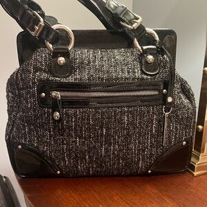 Anne Fontaine Excellent Condition Black Tweed Handbag Made in Italy